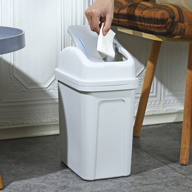Chmadoxn Garbage Can, Trash Can 4.5 Gallon Trash Can With Swings Top Lid Plastic Garbage Bin For Bathroom Office Bedroom Living Room Plastics Trash Can
