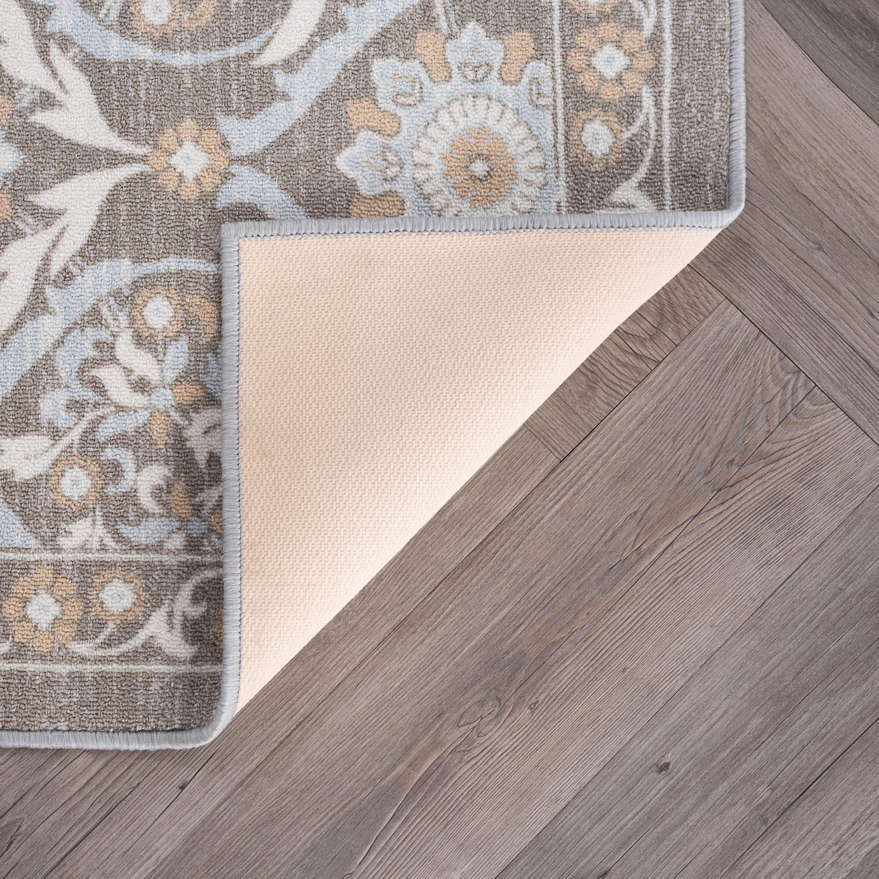 Transitional 2x11 Area Rug (2'3'' x 11') Floral Taupe, Gold Indoor Runner Easy to Clean