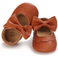 thumbnail image 3 of Baby Girl Mary Jane Flats Shoes Non Slip Soft Sole Infant Toddler First Walker Wedding Princess Dress Crib Shoes, 3 of 5