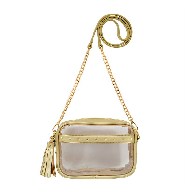 Clear Cross Body Bag with Vegan Leather Trim - Custom Clear Bags