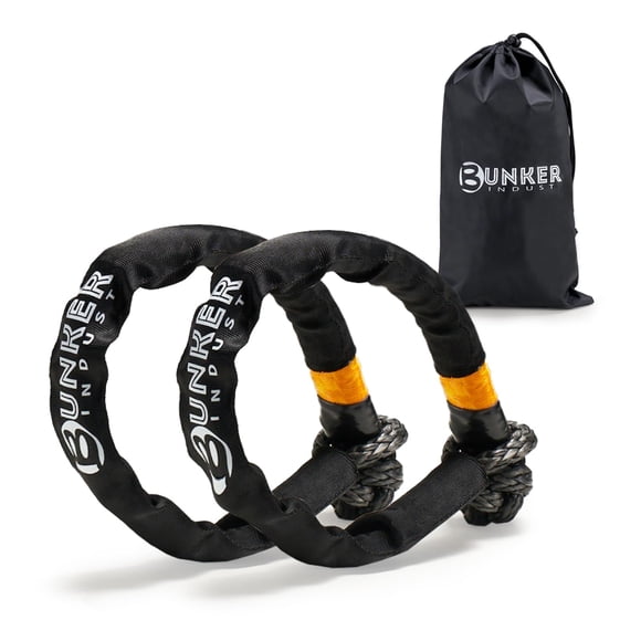 BUNKER INDUST 2Pcs Synthetic Soft Shackle Rope,1/2 Inch x 23 Inch (49,000 LBS Breaking Strength) Winch Towing Recovery Shackles for Offroad