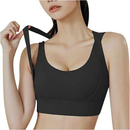 

JGGSPWM Women s Running Fitness Yoga Beauty Back Breasted High Strength Shock-proof Gathering Chest Detachable Sports Underwear Black Black