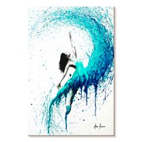 Elephant Stock In The Waves Wall Art - Vertical Canvas Wall Art - Living Room Wall Decor - Dance Canvas - White And Turquoise Decor By Ashvin Harrison - 16" x 24"