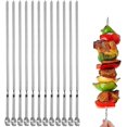 thumbnail image 1 of 12 Uds pinchos Kabob, pincho de barbacoa de Metal plano 14 "palos de acero inoxidable de largo reutilizables Ske para asar a la parrilla ShuxiuWang 8390613684134, 1 of 1