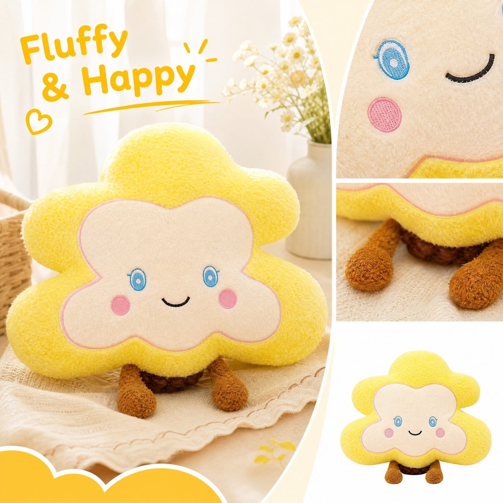 Student Nursery Decor Cute Cloud Stuffed Animal Plush Toys for Student Playroom & Room Decor, Soft Plush Toys Ideal for Student Birthday Gifts, Cozy Bedroom Accent for Student