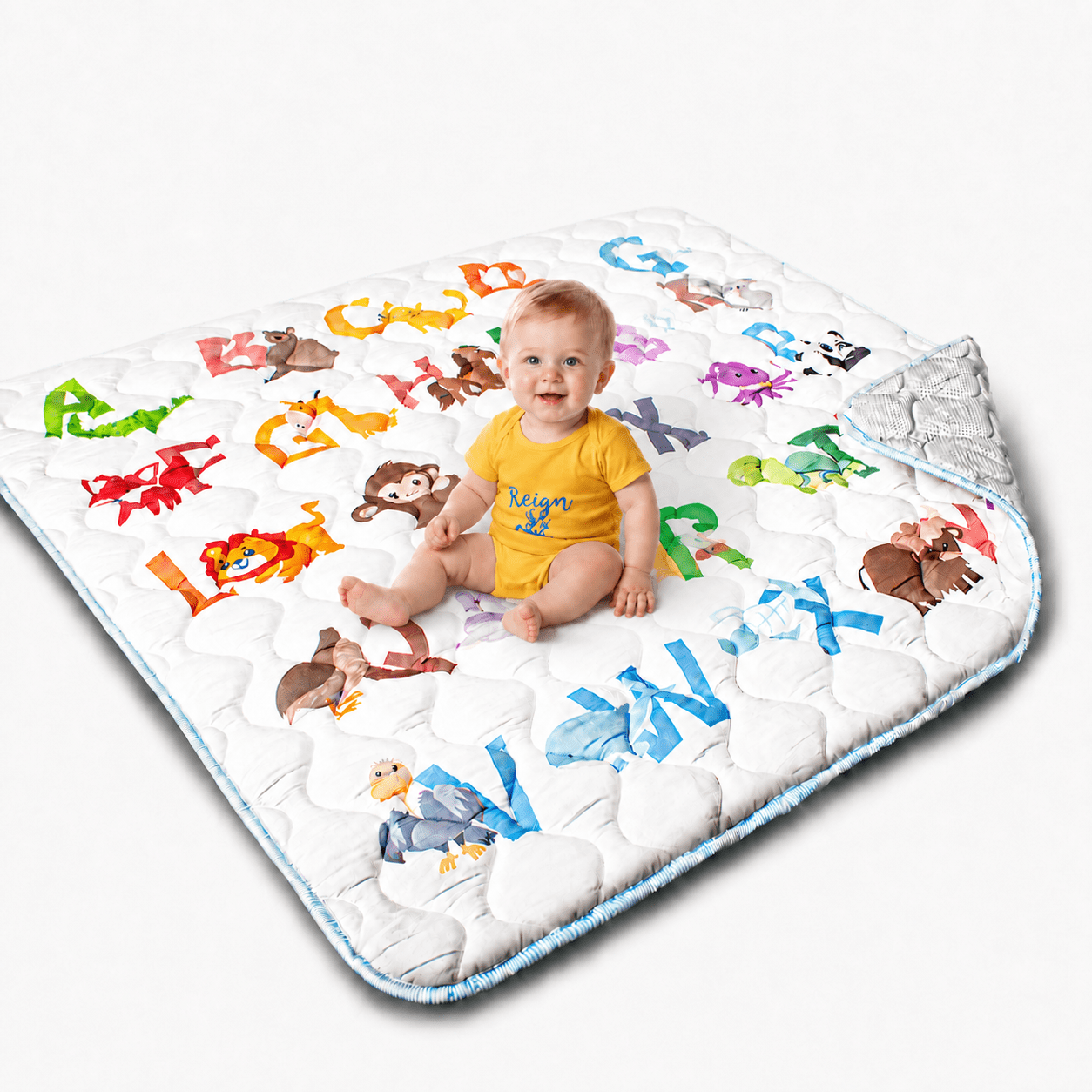 Beavtaens Baby Play Mat, Thickened Playmat Fits 50" x 50" Playpen, Upgraded Non-Slip, Soft for Infants, Animal