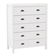 thumbnail image 3 of CorLiving Boston Modern Engineered Wood Tall 5 Drawer Tall Adult Dresser with Interlocking Drawers, White, 3 of 14