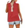 thumbnail image 4 of Fmbrln Womens Summer Tank Tops Casual Sleeveless V Neck Button Solid Color T-Shirts Lightweight Comfy Tees Blouse Red S, 4 of 5