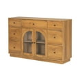 thumbnail image 3 of Christopher Knight Home 55.1" Large Storage Cabinet with 7 Drawers and 2 Glass Doors, Wood Frame, Natural, 3 of 12