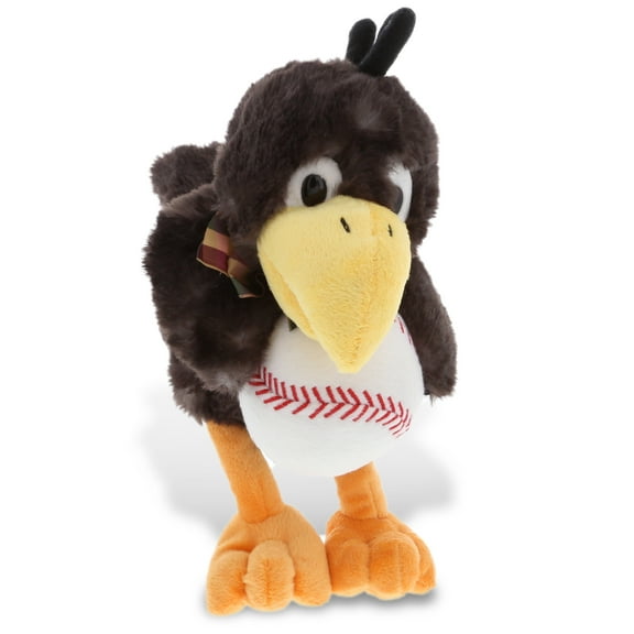 DolliBu Sitting Crow Stuffed Animal with Baseball Plush - Soft Huggable Crow, Adorable Playtime Plush Toy, Cute Wildlife Bird Gift, Baseball Plush Animal Toy for Kids and Adults - 9.5 Inches