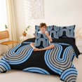 thumbnail image 4 of Homewish Aesthetic Wavy Stripes 7-Piece King Bedding,Modern Artwork King Bed in a Bag,Blue Gray,Black Reversible, 4 of 8