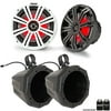 Kicker 1-Pair of 45KM84L 8" RGB LED Coax with the SSV US2-C8U-175 8" Universal Pods with 1.75" Clamps
