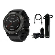 Garmin Fenix 6 Pro Sapphire Smartwatch - Carbon Gray DLC with Black Band and Wearable4U Power Pack Bundle
