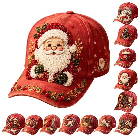 GrmtClth Christmas Baseball Cap Printed Trucker Hat Cute Holiday Party Costume Accessory Adjustable Red Dad Hat for Adults Festival Daily Wear