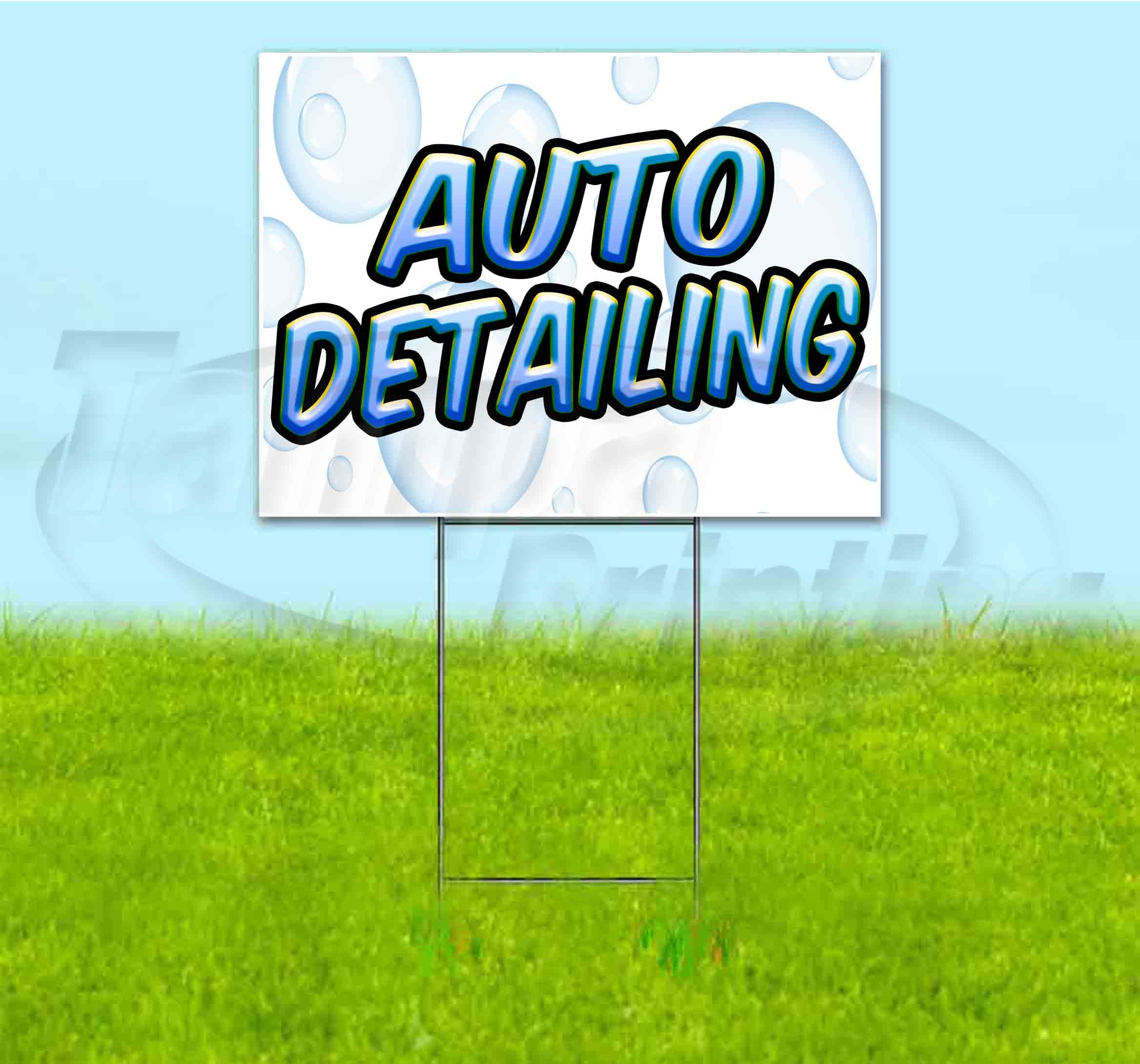 Auto Detailing (18" x 24") Yard Sign, Includes Metal Step Stake