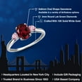 thumbnail image 2 of Gem Stone King 10K White Gold Red Rhodolite Garnet and Pink Lab Grown Diamond 3-Stone Ring for Women | 1.61 Cttw | Oval 8X6MM | Gemstone January Birthstone | Size 9, 2 of 6