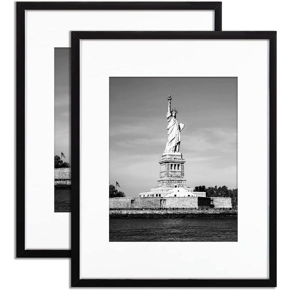 AmPm 11x17 Picture Frame Black Poster Frame,Display Pictures 8x12 with Mat or 11x17 Without Mat,Wall Gallery Photo Frames,2 Pack