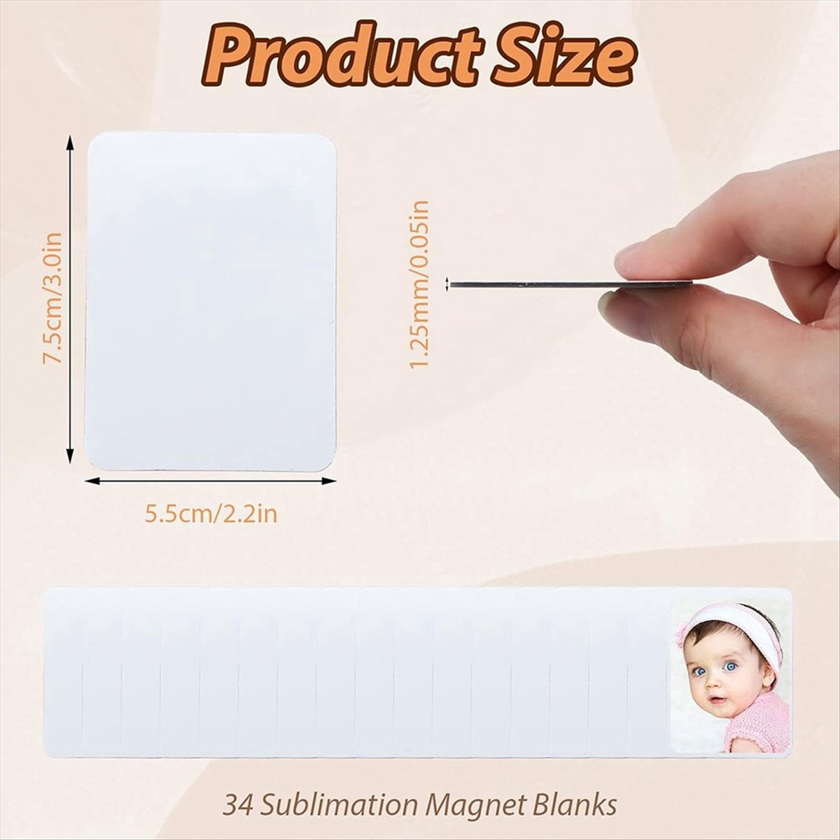 HOT 34PCS Sublimation Magnets Blanks, 3X2.2 in Personalized Fridge Magnet Blank Refrigerator for Kitchen Office