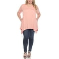 thumbnail image 2 of White Mark Short Sleeve Shirred Front Knit Tunic Top with Pockets, Women's Plus, 1X-3X, 2 of 6