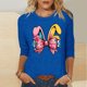 thumbnail image 3 of Camisetas Casuales de las Mujeres Impresas 3/4 Manga Cuello Redondo Blusa, Moda Ligera Superior para el Hogar Y el Uso Diario, Cómoda Imitación de la Tela Del Estante, 3 of 5