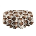 thumbnail image 5 of Brown Footballs on Beige Pattern Round Tablecloth 60"x60",Wrinkle Wipeable Table Cloth for Kitchen Dining Room Picnic Patio Party, 5 of 6