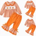 thumbnail image 5 of TOWED22 Toddler Girl Clothes Long Sleeve Outfits Ruffle Top with Waistband Ribbed Pant Set Fall Clothing for Kids Girls,Orange,18-24 M, 5 of 9