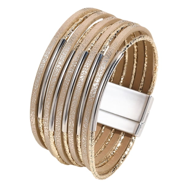 Pulsera para mujer, a la moda, con cierre magnético, duradera, tipo brazalete, fácil de usar. Caqui