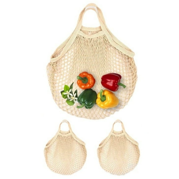 2PCS Cotton Tote Mesh Bag Cotton Mesh Bag Supermarket Shopping Bag