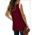 thumbnail image 3 of Womens Tank Tops V Neck Lace Side Split Summer Sleeveless Tops, 3 of 5