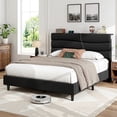 thumbnail image 2 of EnHomee Upholstered Bed Frame with Adjustable Headboard Full Size Bed Frame with Charge Station & Storage, Black, No Box Spring Needed, Noise Free, 2 of 8