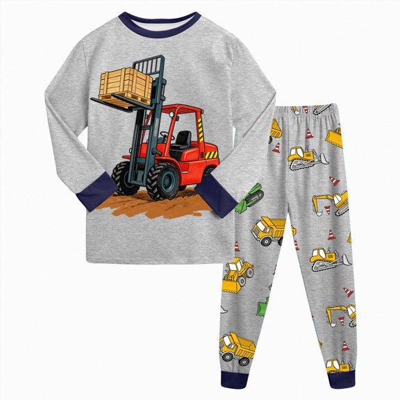 NOLDARES Kids Pajamas Sets Boys Girls 2-Piece Sleepwear Set Cotton Long Sleeve Casual Kids Clothes,Grey,4-5 Y