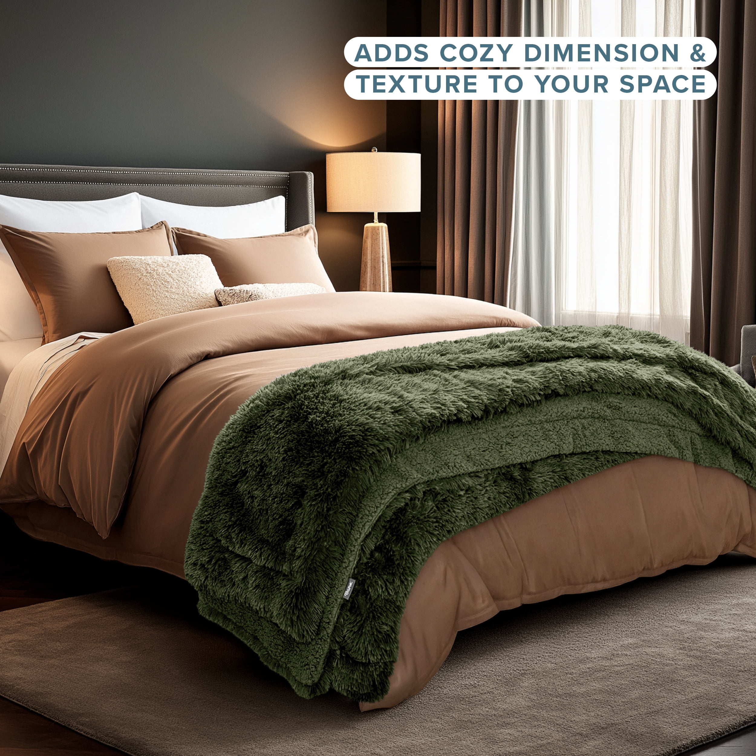 Bare Home Shaggy Blanket - 90" x 108" - Ultra Soft Fleece - King, Cypress