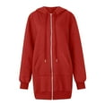thumbnail image 6 of Resicozy Women's Zip Up Hoodies Oversized Solid Color Long Tunic Sweatshirts Casual Fall Jacket Coat with Pocket Red S, 6 of 6