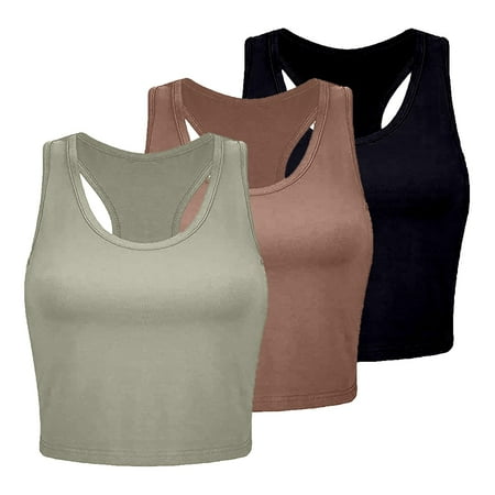 VBARHMQRT Corset Tops for Women Bodysuit Formal Women s 3 Piece Tank Tops Ribbed Seamless Workout Exercise Shirts Yoga Crop Tops Purple Tank Top Spaghetti Strap Tank Top with Built in Bra Plus Size