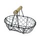 thumbnail image 3 of Cesta de alambre para huevos, cesta ovalada para recolección, rústica, decorativa, vintage, cesta de almacenamiento de hierro con mango de madera para Negro, 3 of 8
