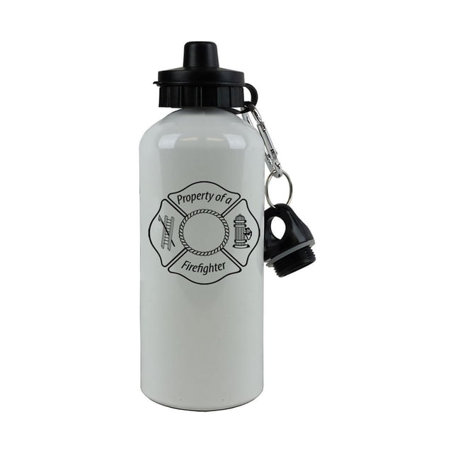 Personalized Custom Firefighter Girlfriend Aluminum White Finish 20 Ounce 600ML Sport Water Bottle Customizable