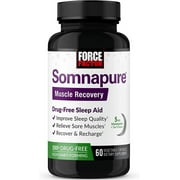 Somnapure Muscle Recovery Sleep Aid for Adults with Melatonin 5mg, Holy Basil, and L-Theanine, Sleep Supplement for Sleep Support, Muscle Soreness Relief, & Muscle Recovery, Force Factor, 60 Capsules