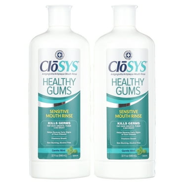 Closys Healthy Gums Mouthwash, Antiplaque and Antigingivitis for Gum Health, Non-Burning, Non-Irritating  32 Fl Oz (Twin Pack)