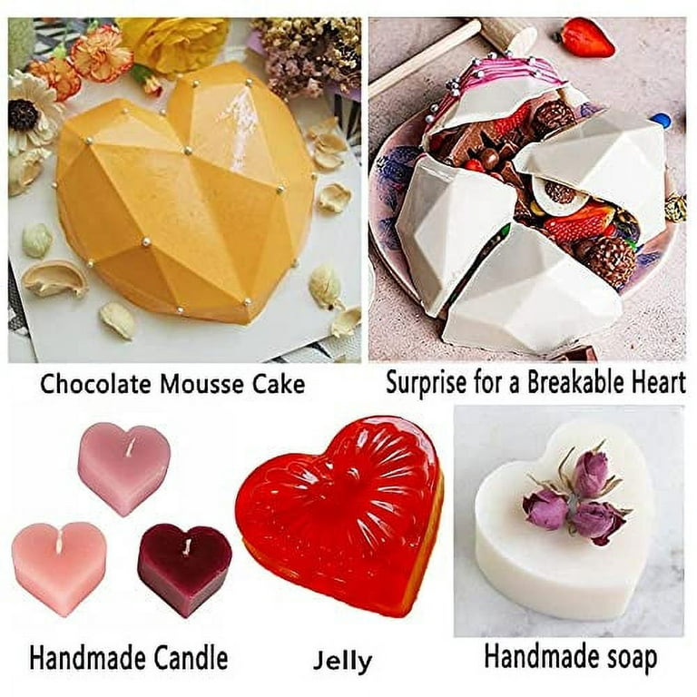Breakable Heart Mold-Diamond Heart Silicone for Chocolate Smash Hearts &  Hot Cocoa Bombs-Large 8 x 6 in- Includes Chocolate Mold Recipe