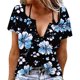 thumbnail image 1 of Camisetas de Manga Corta para las Mujeres Casual Impresión No Estructurada con Botones de Cuello Redondo Camiseta de la Parte Superior para la Primavera Y el Verano, 1 of 8