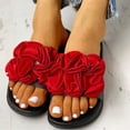 thumbnail image 4 of Dakaela Women's Slides Sandals Flower Open Toe Summer Beach Slippers Comfortable Casual Flat Walking Slip on Shoes Red Size 8.5, 4 of 8
