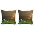 thumbnail image 1 of Ambesonne Flower Throw Pillow Cover 2 Pack, Chamomile Field Grass, 20", Green Brown, 1 of 2