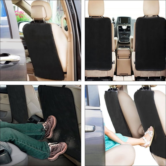 LOLIPPYY 2Pcs Car Anti-Kick Pad Black Oxford Cloth Seat Protector Vehicle Rear Seat Cover