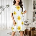 thumbnail image 2 of Floral Sunflower Pattern on White Women Nightgown Sleepwear Short Sleeves For Vacations Travels Nightgowns Women's Pajamas, 2 of 7