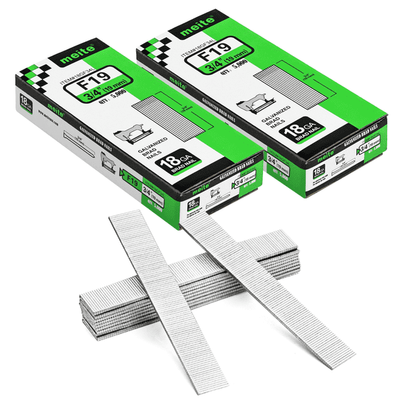 2 Boxes MEITE 18 Gauge Brad Nails, 3/4 Inch Galvanized Nails for Pneumatic, Electric Brad Nailer Gun