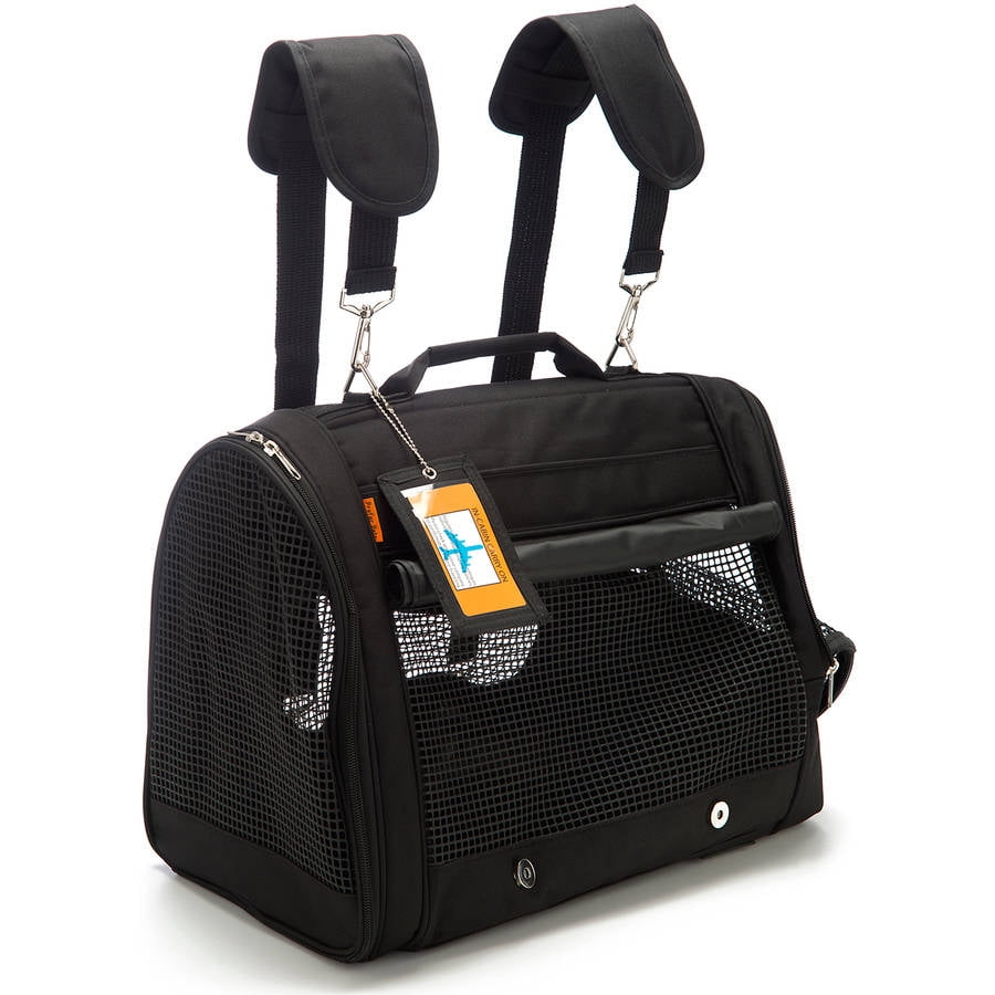 Prefer Pets Backpack Carrier, 15" x 12" x 10", Black