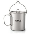 thumbnail image 1 of Tazas de titanio Olla de titanio ultraligera de 750 ml Taza de agua de titanio portátil con tapa y asa plegable Picnic de cocina para acampar al aire libre, 1 of 7