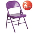 thumbnail image 3 of Flash Furniture 2 Pack HERCULES COLORBURST Series Impulsive Purple Triple Braced & Double Hinged Metal Folding Chair, 3 of 10