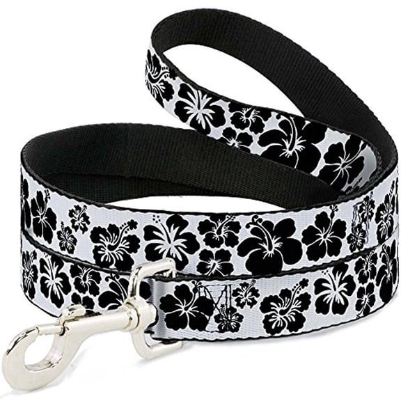 Buckle-Down DL-W30811 Hibiscus White Black Dog Leash