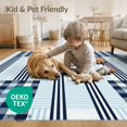 thumbnail image 4 of ODIKA 3'x5' Washable Throw Rug Farmhouse Motif Stripes Nautical Border Gingham Striped Pinstripe Playful for Entryway, Kitchen, Mudroom, Stain Resistant, Low Profile, Non-Slip, 4 of 7